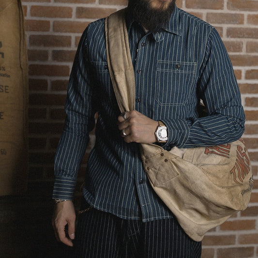 Wabash Stripe Work Shirt Vintage Denim Vent Hole WorkShirts