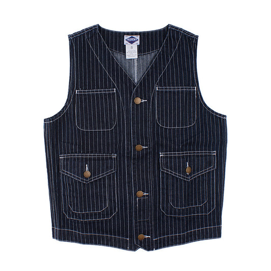Ok8403 Men Cargo Striped Waistcoat Classical Vintage Streetwear Couple