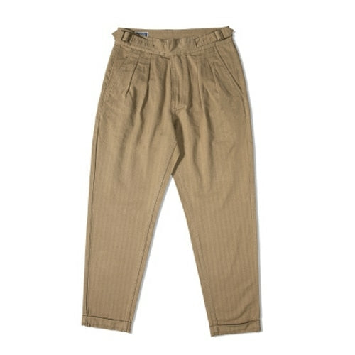 Vintage Style British Gurkha Pants Pleated Men Smart
