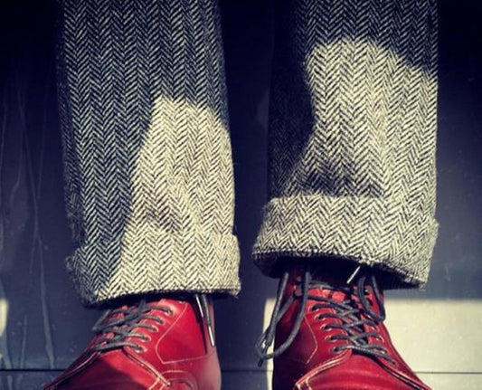 Pants Straight Retro Herringbone