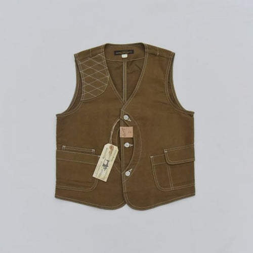 Cotton Twill Hunting Waistcoat Vintage Men Game Pocket