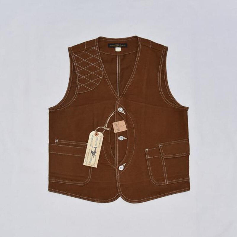 Cotton Twill Hunting Waistcoat Vintage Men Game Pocket