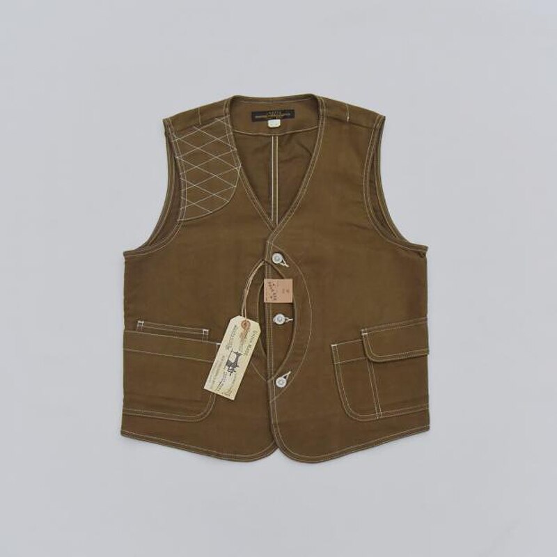 Cotton Twill Hunting Waistcoat Vintage Men Game Pocket