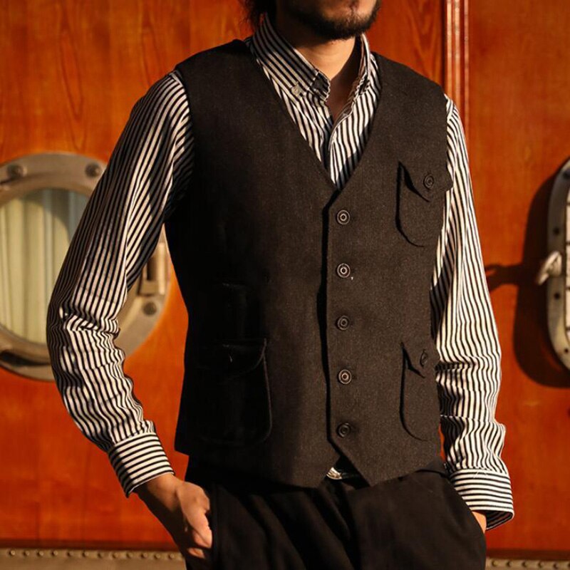 Mens herringbone tweed vest