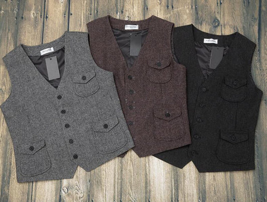 Mens herringbone tweed vest