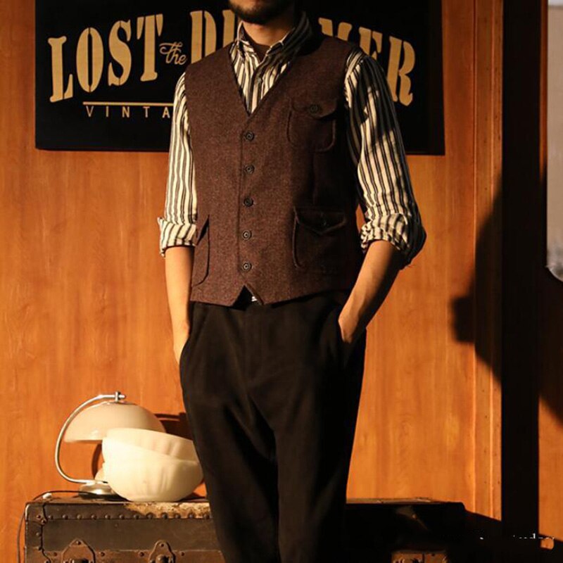 Mens herringbone tweed vest