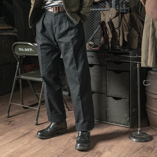 15oz Twill Pleated  Reproduction Men's Trousers Cotton