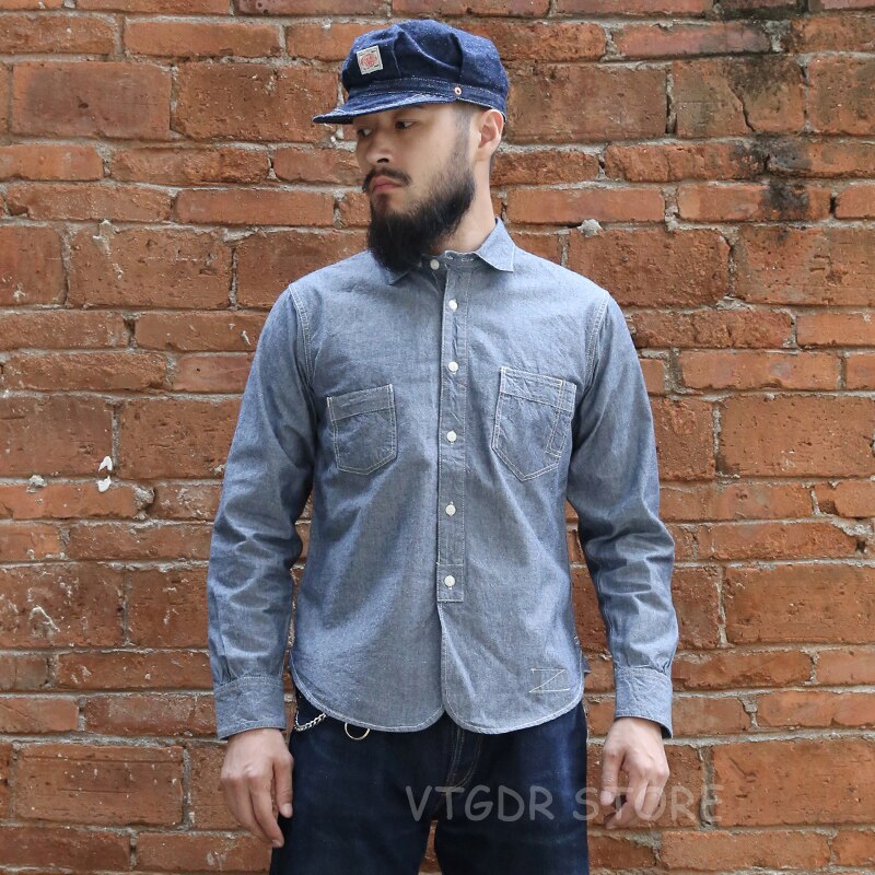 Chambray Selvage Shirts Lightweight Engineer Workshirts For
