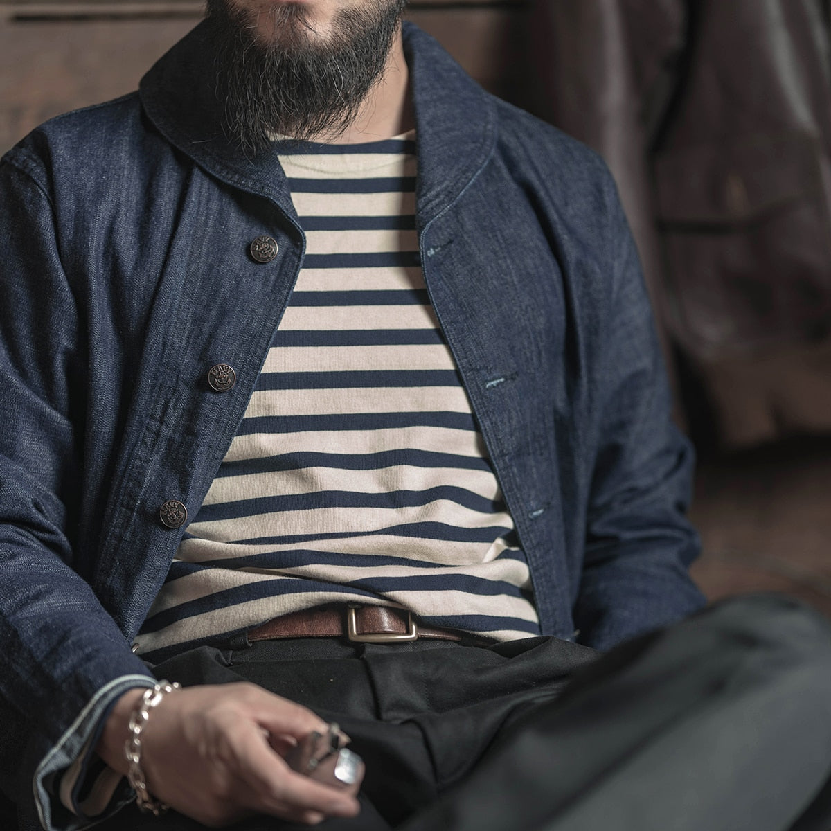 Repro USN Dungaree jacket 1922 Model Vintage Denim Shawl