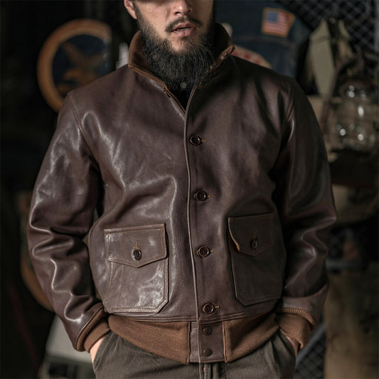 Bronson Usaaf Type A-1 Leather Flight Jacket Sheepskin Bomber Jacket