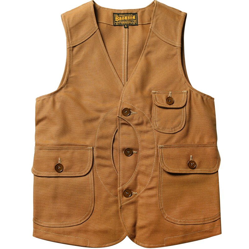 Outdoor Game Pocket Canvas Vest Vintage Men's Waistcoat Slim