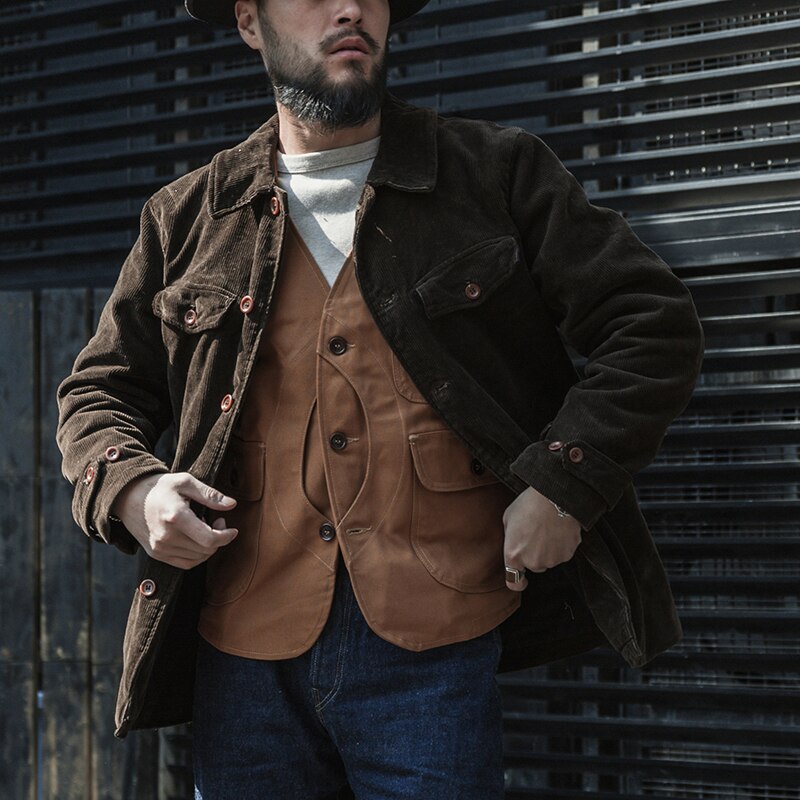 Outdoor Game Pocket Canvas Vest Vintage Men's Waistcoat Slim