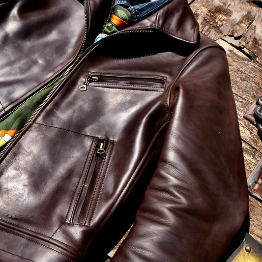 Men's Slim Vintage Genuine rider leather jacket