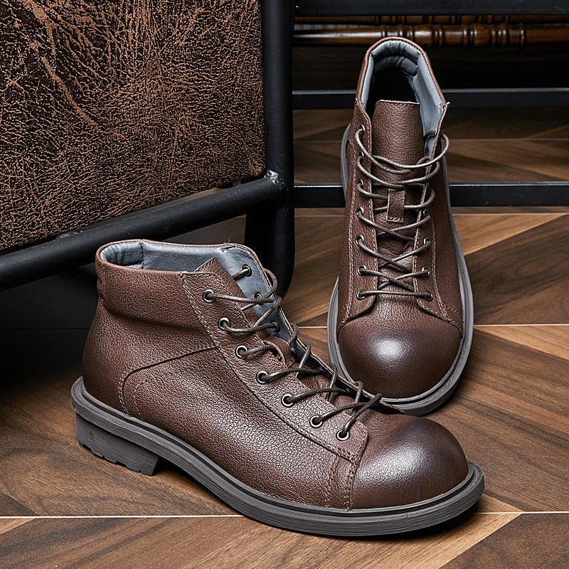 Rustic Leather Ankle Boots