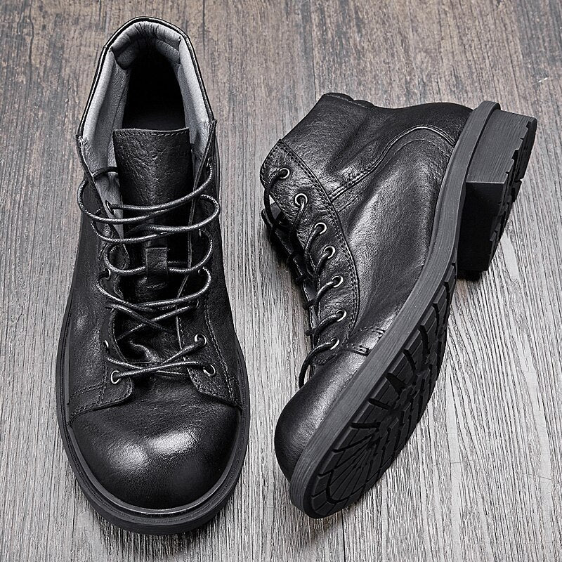 Rustic Leather Ankle Boots