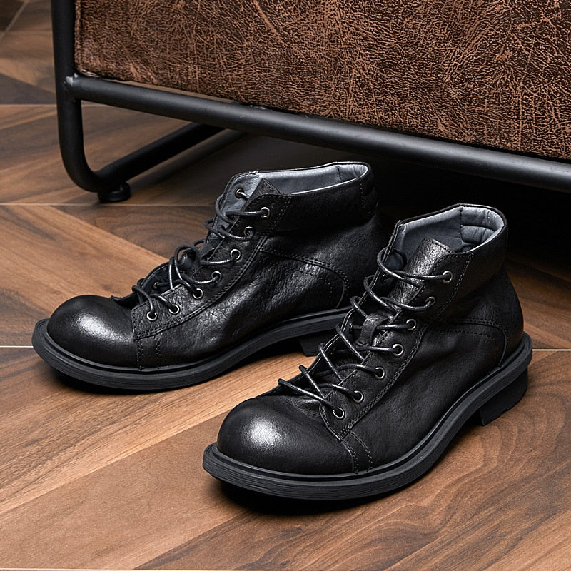 Rustic Leather Ankle Boots