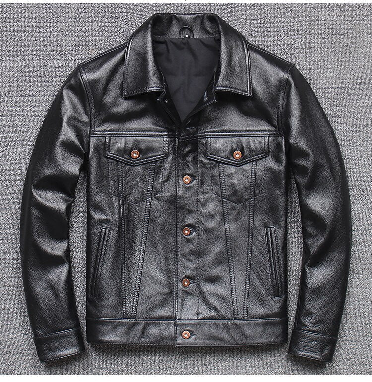 Trucker Single Breasted Leather Jacket