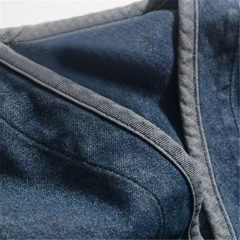 Japan Style Amekaji V-neck Single Breasted Men Denim Jacket 2022