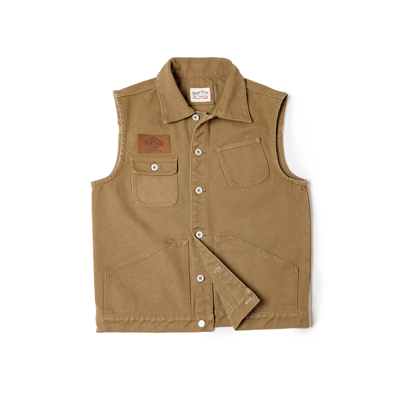 Men Multi Pocket Waistcoat American Retro Casual Canvas Vest