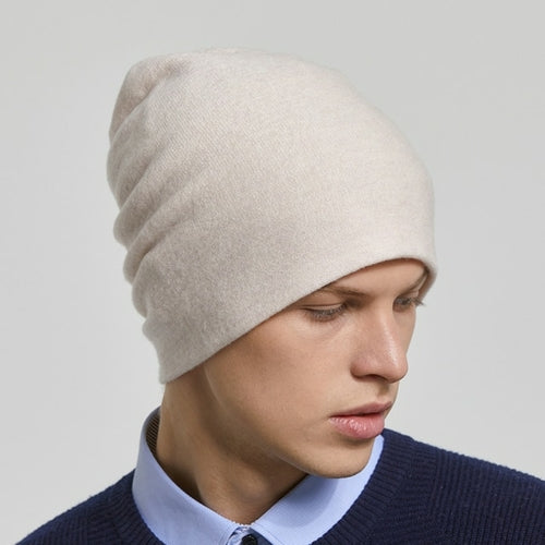 Men 100% Australian Wool Winter Knit Slouchy Beanie Hat Cashmere