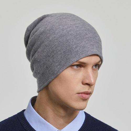 Men 100% Australian Wool Winter Knit Slouchy Beanie Hat Cashmere