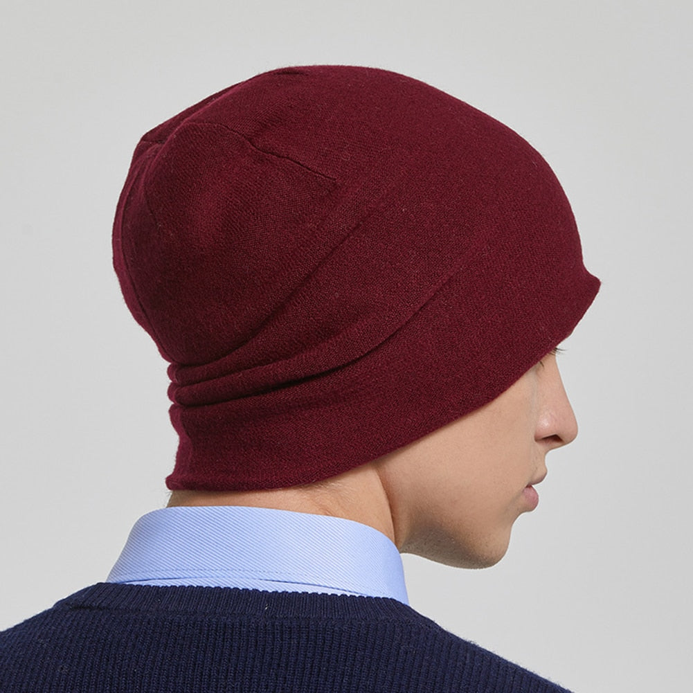 Men 100% Australian Wool Winter Knit Slouchy Beanie Hat Cashmere