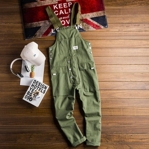 Men's Loose Cargo Bib Overalls Pants Multi Pocket Overall Men Casual
