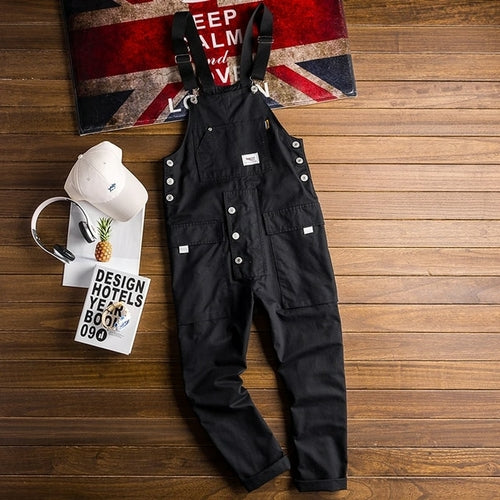 Men's Loose Cargo Bib Overalls Pants Multi Pocket Overall Men Casual