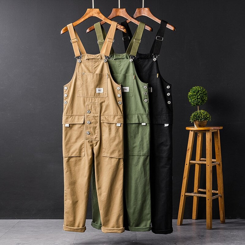 Men's Loose Cargo Bib Overalls Pants Multi Pocket Overall Men Casual