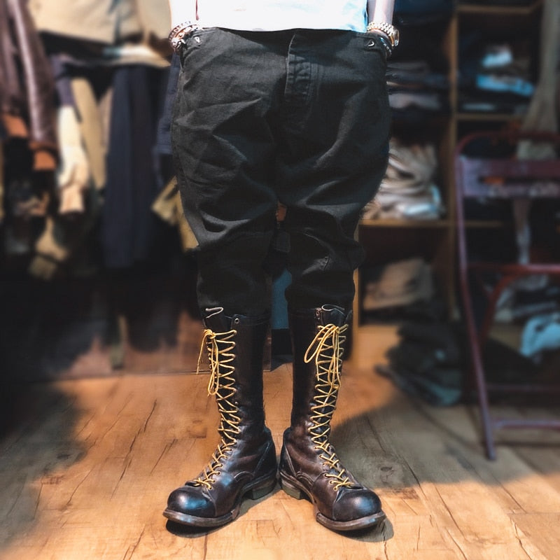 Vintage Motorcycle Breeches For Men Riding Pants Mid Rise
