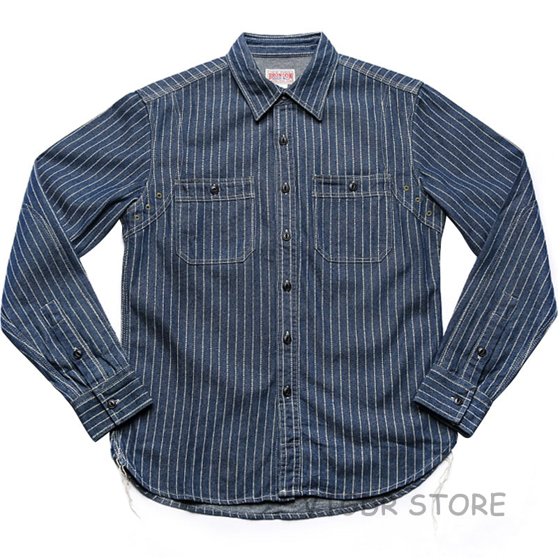 Wabash Stripe Work Shirt Vintage Denim Vent Hole WorkShirts