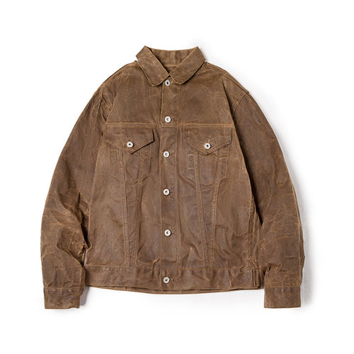 Oil Wax  Jackets For Men Pocket Khaki Denim Pocket Jacket Vintage