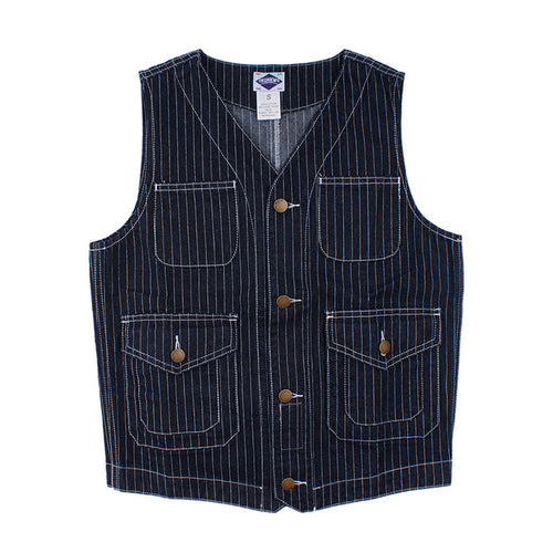 Ok8403 Men Cargo Striped Waistcoat Classical Vintage Streetwear Couple