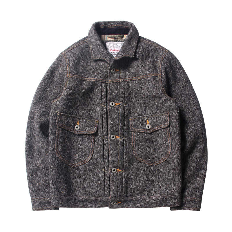 Woolen Jacket Vintage Workwear Style Men