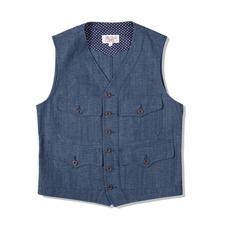 Denim Pockets Vest Vintage Inspired Men's Slim Fit