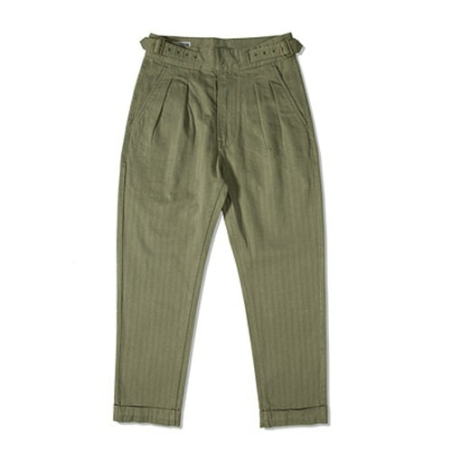Vintage Style British Gurkha Pants Pleated Men Smart