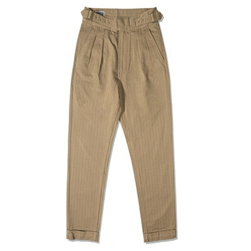 Vintage Style British Gurkha Pants Pleated Men Smart