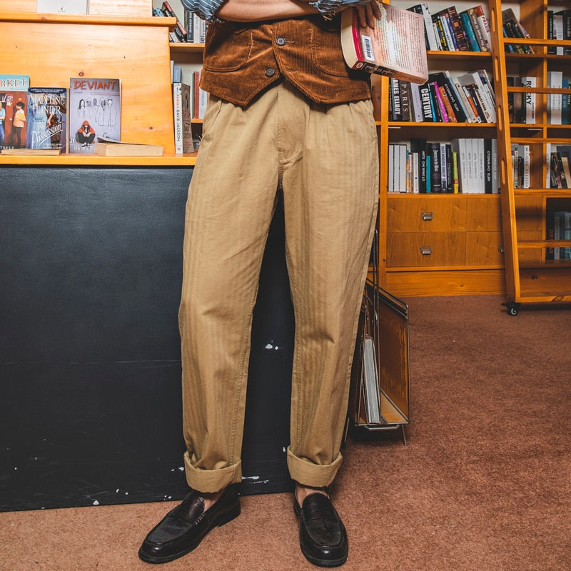 Vintage Style British Gurkha Pants Pleated Men Smart