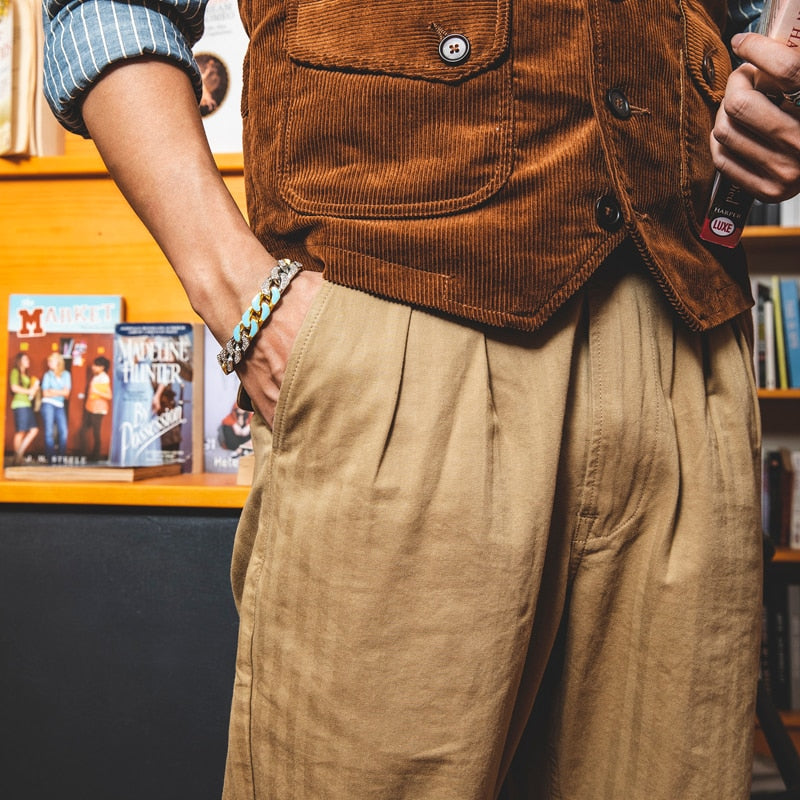 Vintage Style British Gurkha Pants Pleated Men Smart