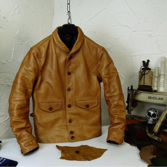 Sackcossack Japanese Style shawl collar  Leather jacket
