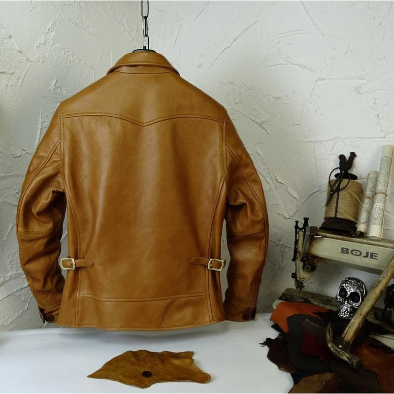 Sackcossack Japanese Style shawl collar  Leather jacket