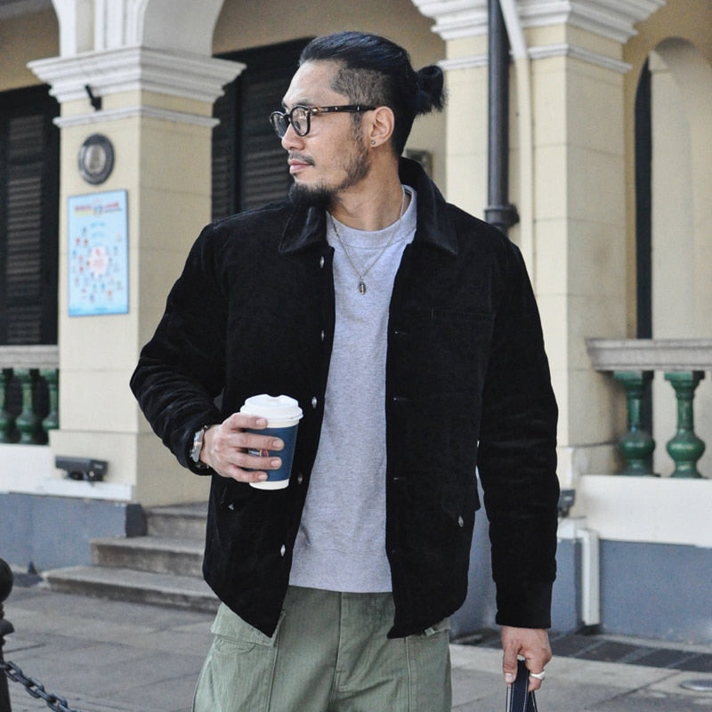 Men  Winter Coat Velvet Jacket French Safari Jacket