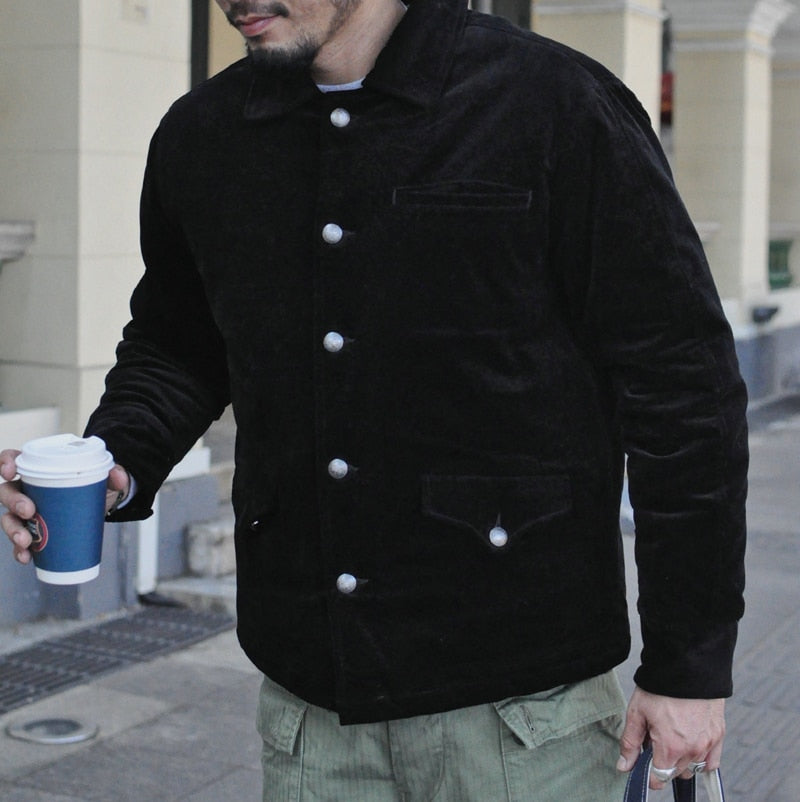 Men  Winter Coat Velvet Jacket French Safari Jacket