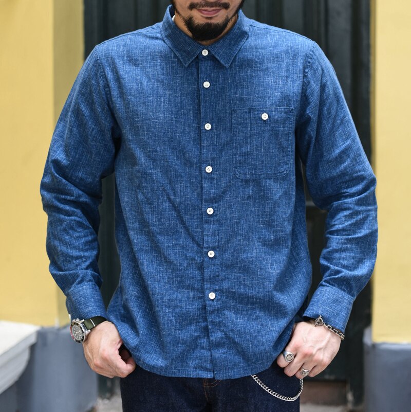 Men Shirts Button Up Shirt Japanese Fabric Longsleeve Shirt