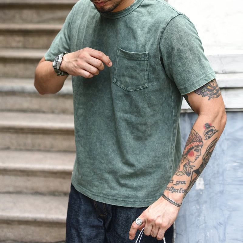 Oldtime stone washed tee Mens T shirt VINTAGE Mens Batik T