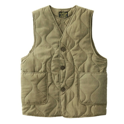 Mens Vintage Military Quilted Vest Men Cotton | Men's