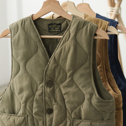 Mens Vintage Military Quilted Vest Men Cotton | Men's