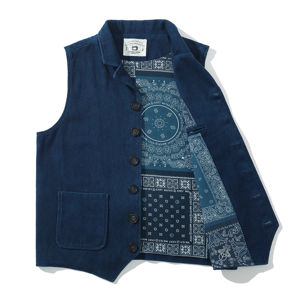 Vintage Lapel Waistcoat Men Autumn Winter New Kendo Fabric Multi