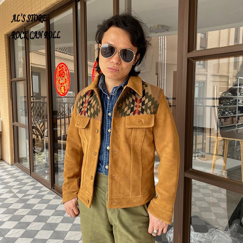 Indigenous Pattern Leather Jacket