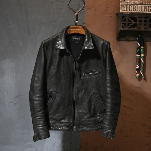 Luxury men biker cowhide leather jacketjacket.quality slim